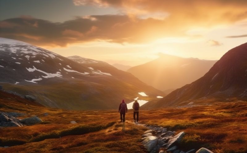 man walking nature group trekking tourist lifestyle travel mountain landscape hiking. Generative AI.