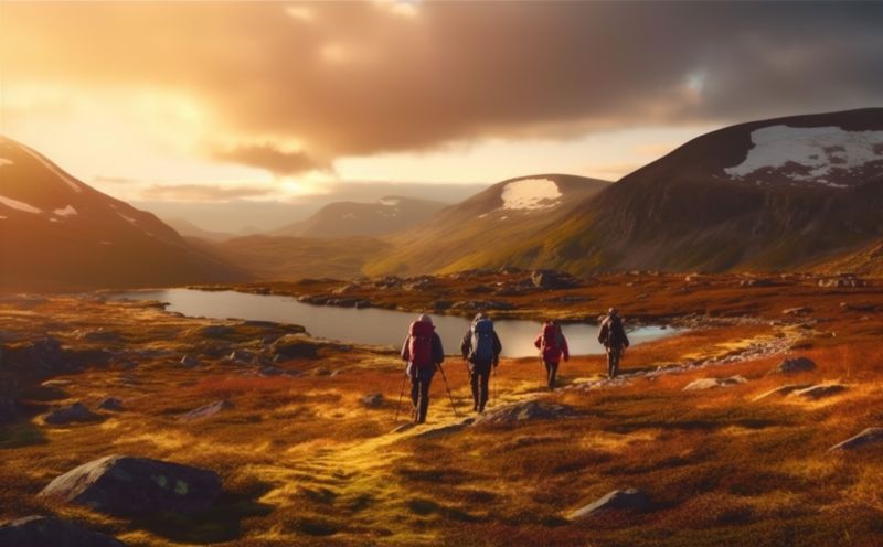 man trekking nature person walking group mountain lifestyle hiking tourist travel. Generative AI.