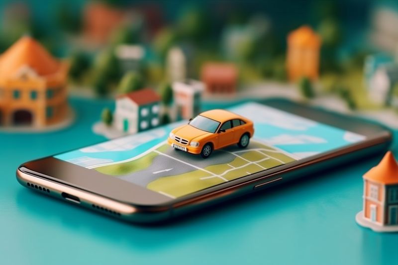 travel mobile gps map car location point phone direction navigation. Generative AI.