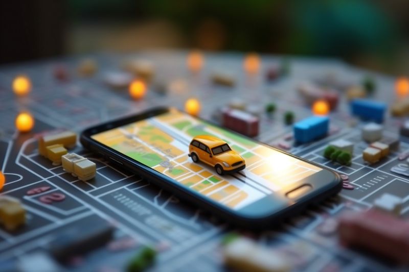 navigation mobile direction map gps phone location position travel point. Generative AI.