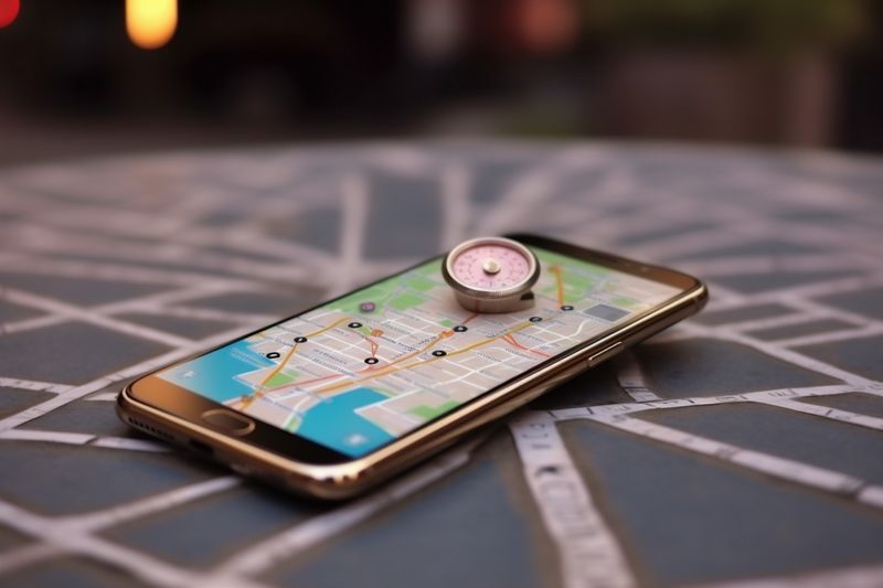 gps map navigation position point direction travel mobile location phone. Generative AI.