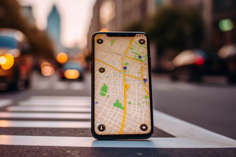 map navigation point direction phone location gps mobile position travel. Generative AI.