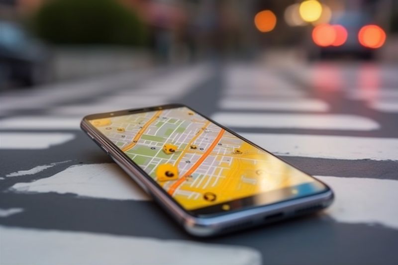 position phone map direction mobile location gps navigation point travel. Generative AI.