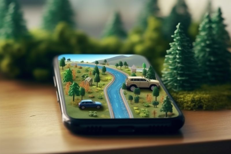 position gps phone travel mobile navigation point location direction map. Generative AI.