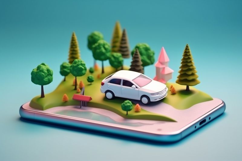 phone position gps point travel direction mobile location navigation map. Generative AI.