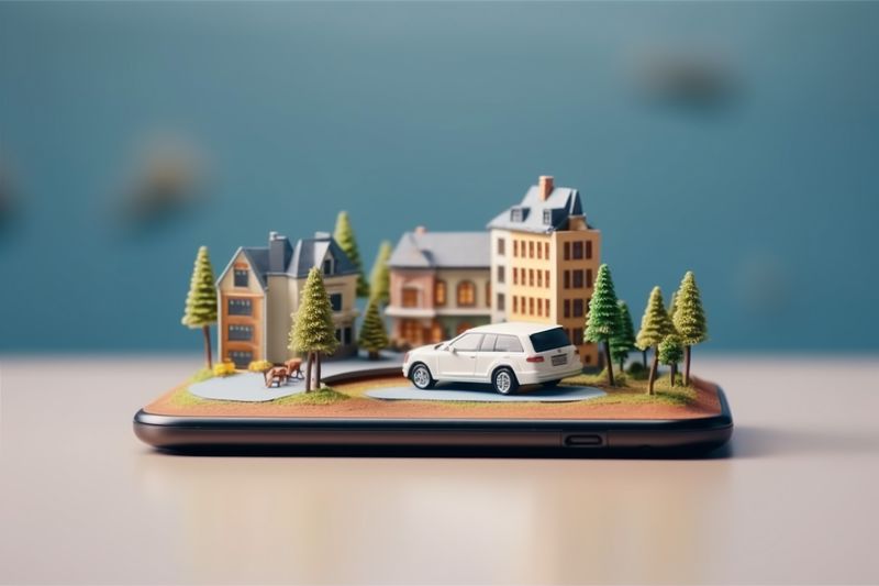 point direction travel gps position mobile phone map navigation location. Generative AI.