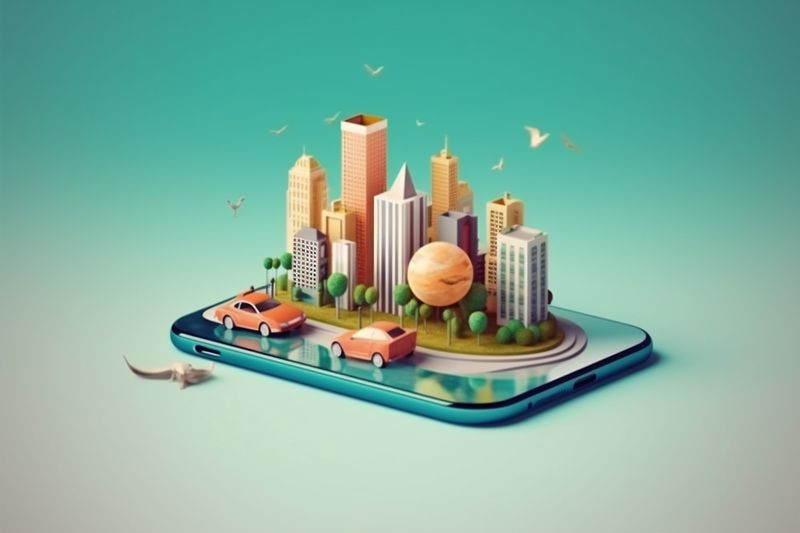 mobile travel map position gps location direction navigation point phone. Generative AI.