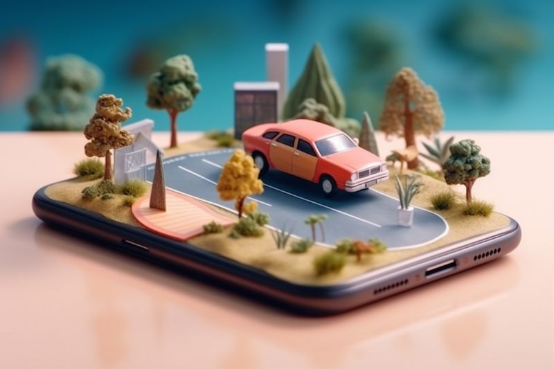 map direction position travel point gps location mobile navigation phone. Generative AI.