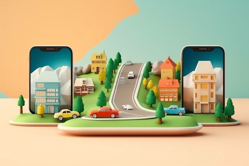 direction mobile gps navigation map phone point position travel location. Generative AI.