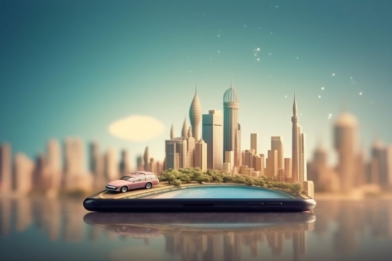 phone map mobile position travel point location gps direction navigation. Generative AI.