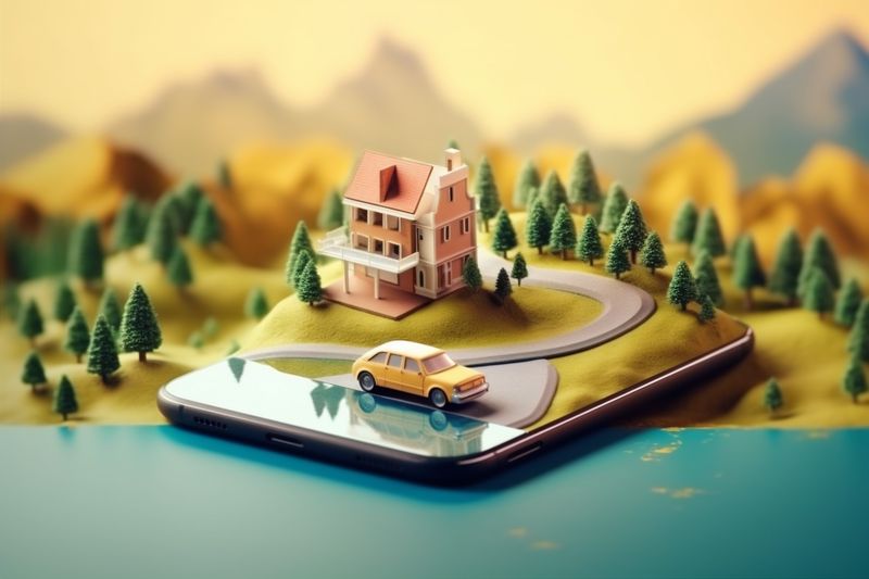 map phone location position direction navigation travel point gps mobile. Generative AI.