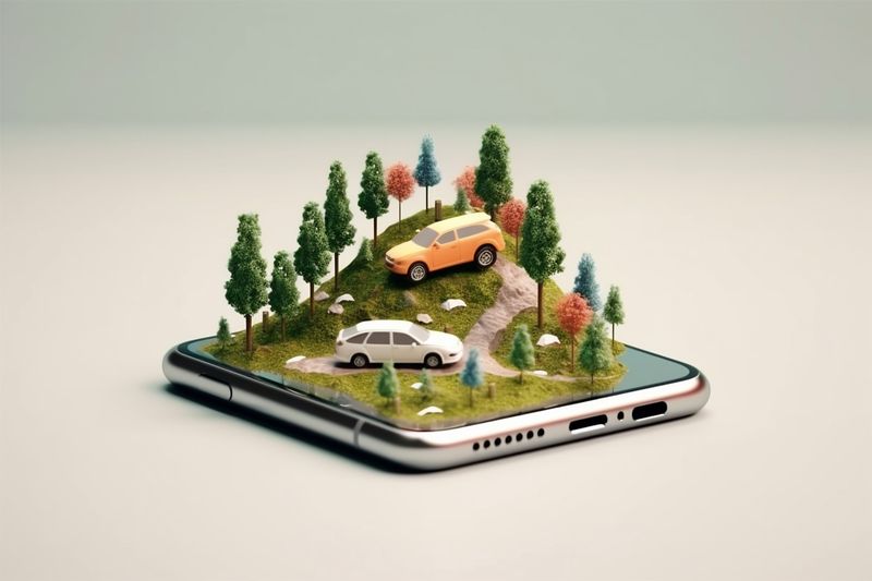 navigation point travel mobile phone position direction location gps map. Generative AI.