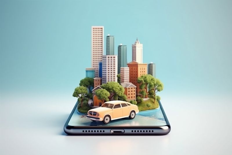 map mobile direction location phone position navigation travel point gps. Generative AI.