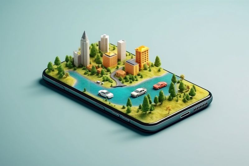 navigation location gps point direction mobile travel position map phone. Generative AI.