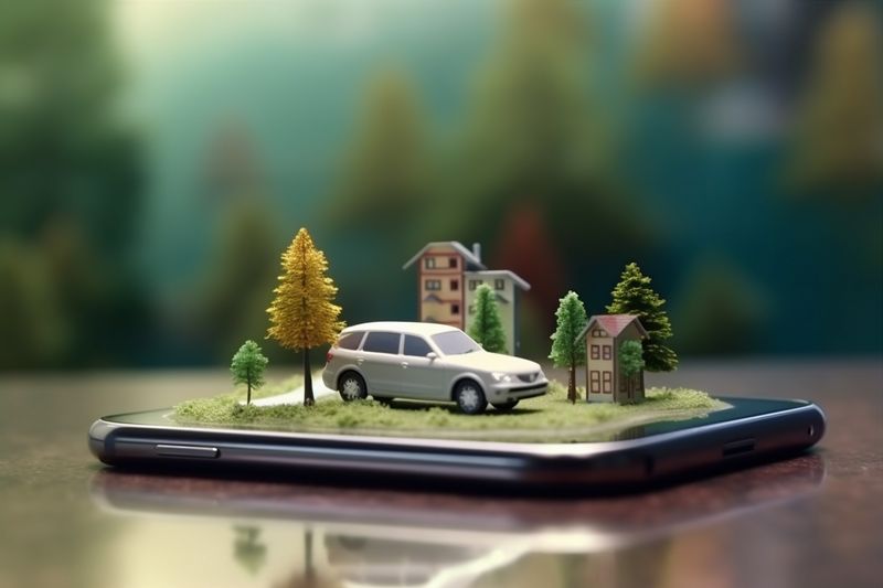 mobile gps point position direction travel location phone navigation map. Generative AI.