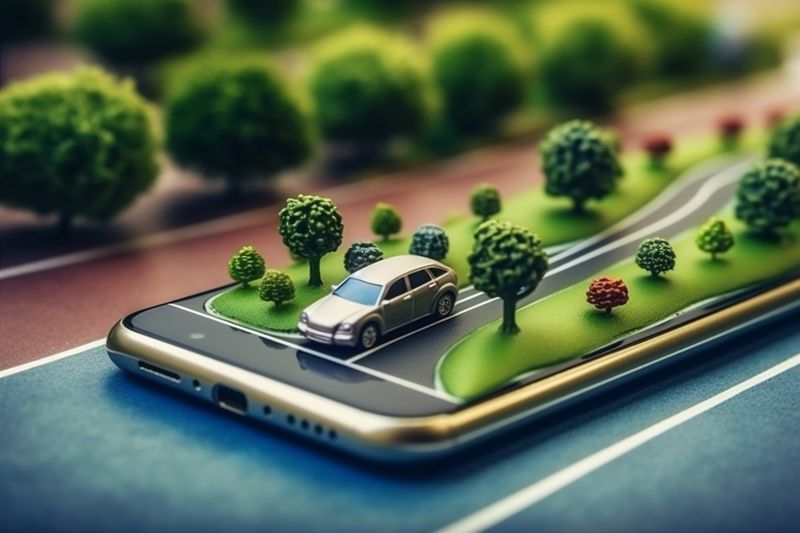 position mobile navigation map phone gps direction point travel location. Generative AI.