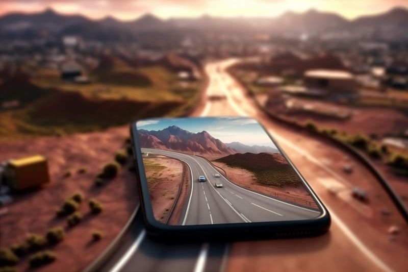 position mobile direction travel phone navigation point map location gps. Generative AI.