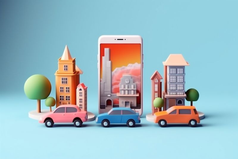 map mobile phone travel gps point location position navigation direction. Generative AI.