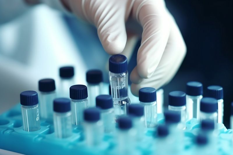 medicine biotechnology science research laboratory hand test experiment tube medical. Generative AI.