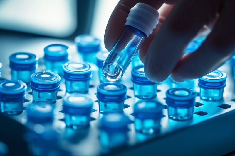 laboratory experiment test medicine biotechnology science medical hand research tube. Generative AI.