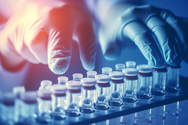 research experiment biotechnology hand science tube medical laboratory test medicine. Generative AI.