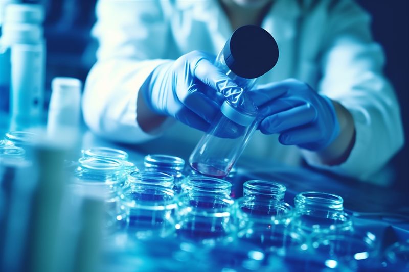 laboratory research science medicine biotechnology experiment test hand tube medical. Generative AI.