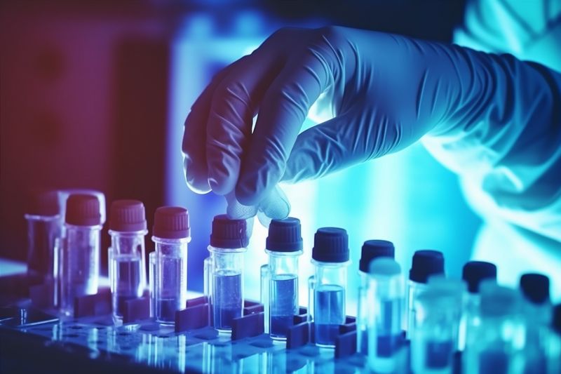 science medicine hand research medical tube experiment biotechnology laboratory test. Generative AI.