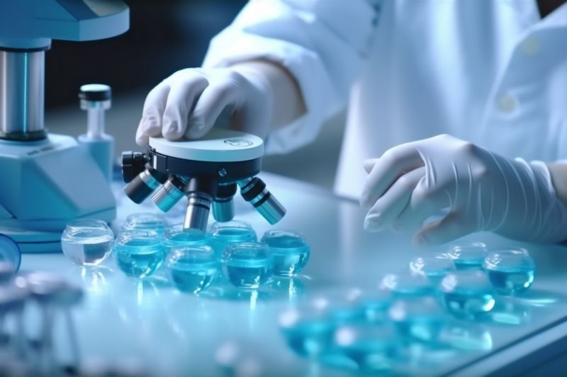 medicine laboratory medical test experiment science hand research tube biotechnology. Generative AI.