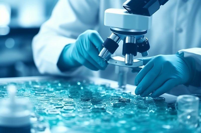 medicine science laboratory research test tube biotechnology medical hand experiment. Generative AI.