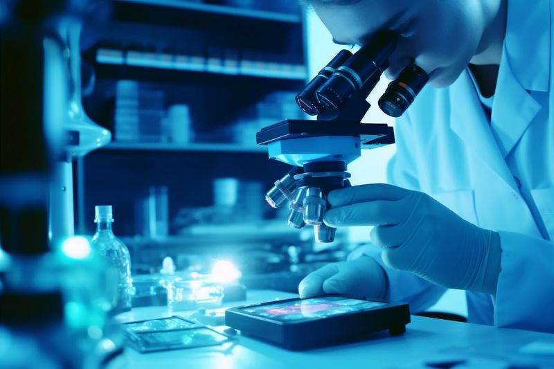 test research hand science laboratory tube medicine medical biotechnology experiment. Generative AI.