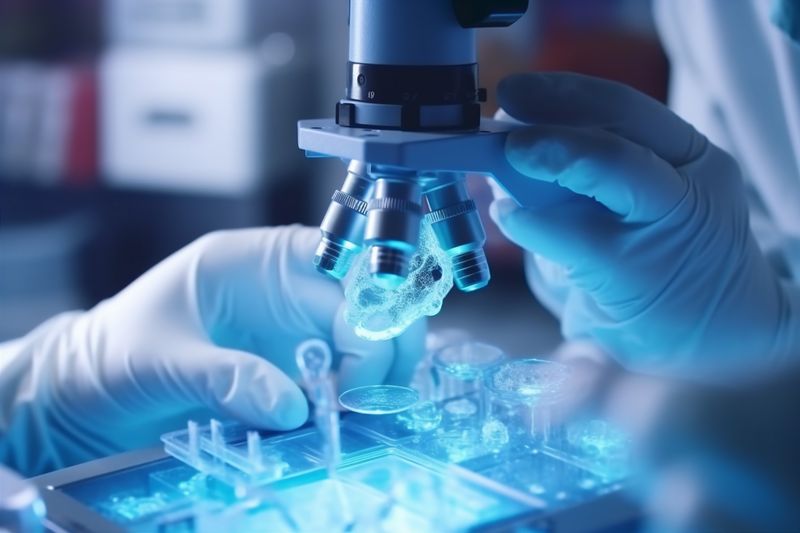 biotechnology science research tube medical experiment medicine hand test laboratory. Generative AI.