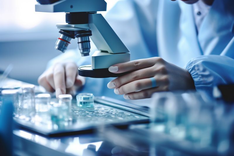 medicine hand science experiment biotechnology research test medical laboratory tube. Generative AI.