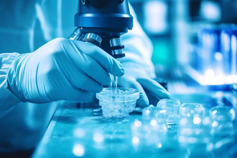 laboratory medicine science medical experiment biotechnology hand research tube test. Generative AI.