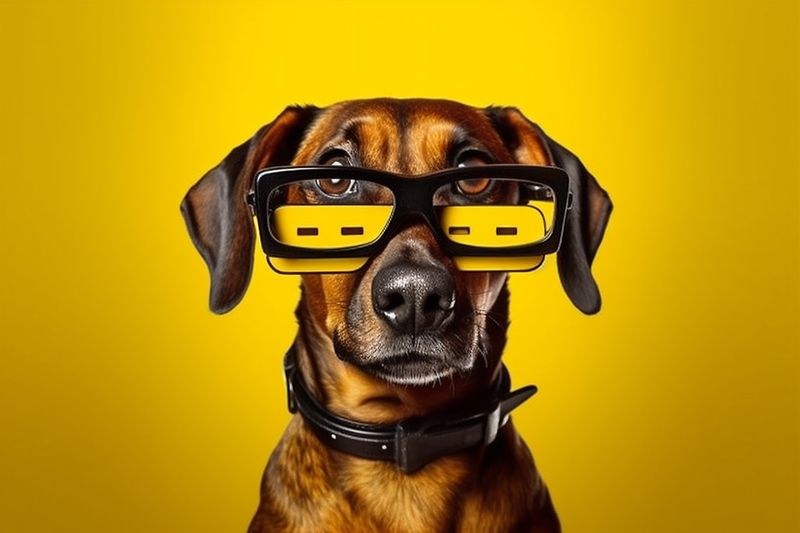 dog background business yellow finance humor pet financial funny white animal. Generative AI.