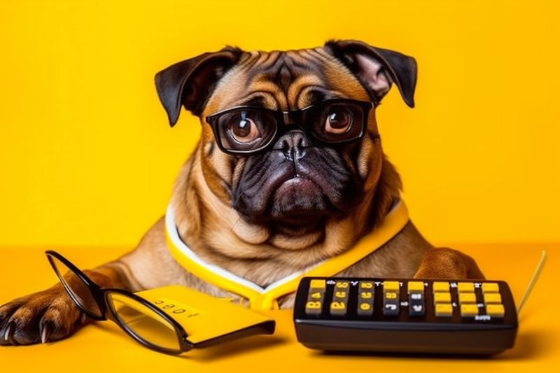 humor dog background pet yellow funny investment finance financial business animal. Generative AI.