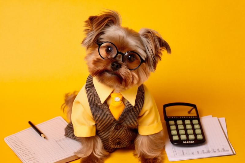dog finance funny humor background animal concept financial yellow business pet. Generative AI.