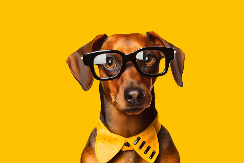 dog funny financial animal businessman finance business yellow humor pet background. Generative AI.