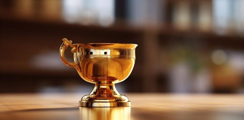 celebration award trophy library competition gold champion bokeh cup prize. Generative AI.