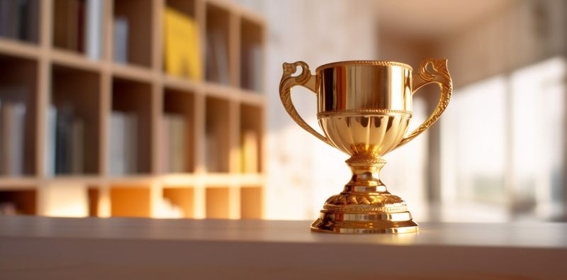 library bokeh competition trophy cup gold award celebration prize champion. Generative AI.