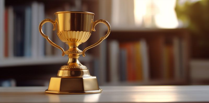 library award trophy prize competition champion gold cup bokeh celebration. Generative AI.