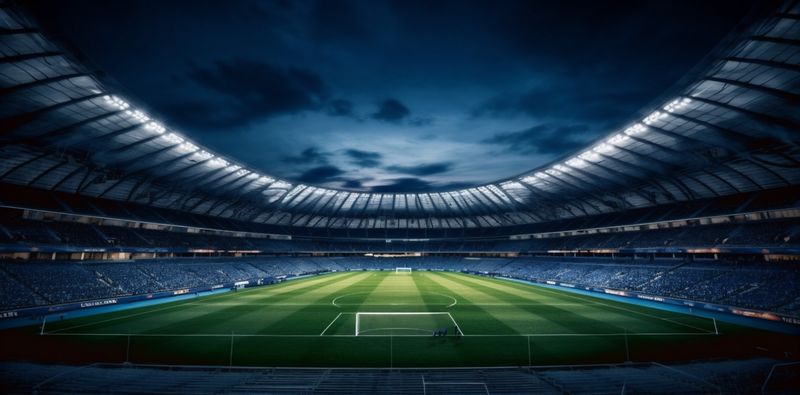 game soccer green goal sport world stadium arena light football. Generative AI.