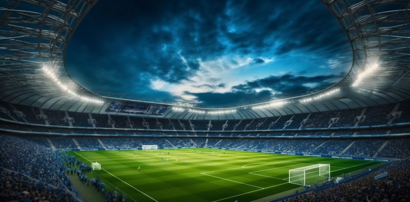 goal soccer game stadium light sport arena green football world. Generative AI.