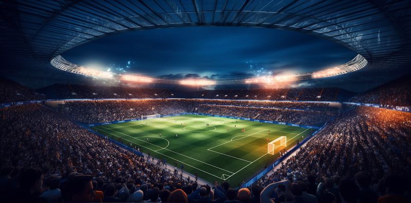 arena goal sport soccer game world green light stadium football. Generative AI.