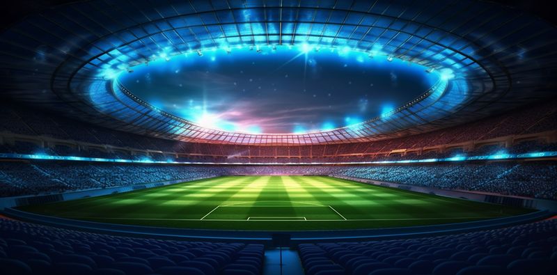 light green goal arena sport stadium world soccer game football. Generative AI.