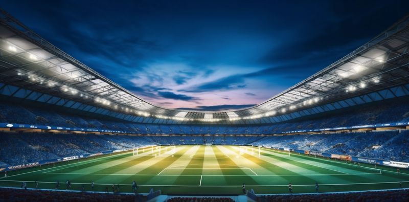 green game stadium arena football light soccer sport goal world. Generative AI.