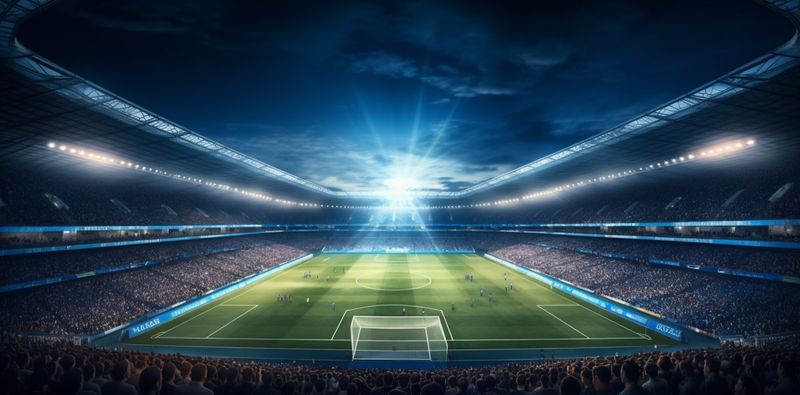 green game soccer sport football stadium goal arena world light. Generative AI.