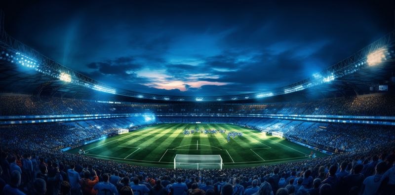 arena soccer stadium light game football world goal sport green. Generative AI.