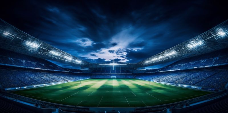 game arena soccer world sport goal football green stadium light. Generative AI.