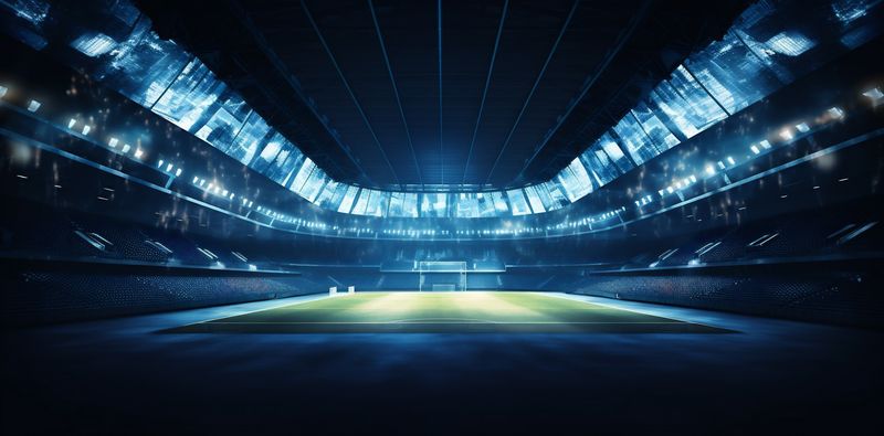 soccer game green sport goal light football world stadium arena. Generative AI.