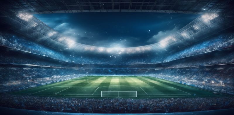 light football sport soccer world game stadium arena green goal. Generative AI.